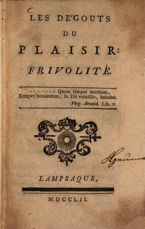 Les Dégouts du plaisir : Frivolité