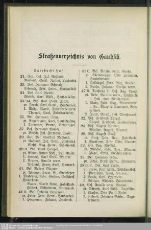 Häuserbuch : Straßenverzeichnis von Gautzsch