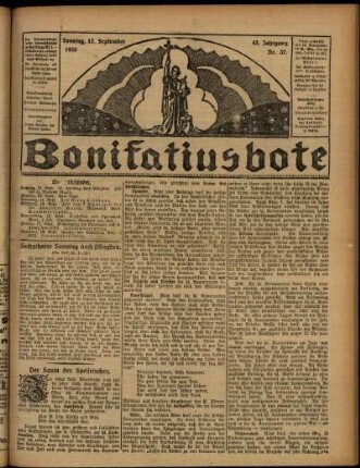 Erste Ausgabe vom Sonntag, den 12. September 1926.