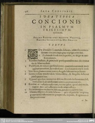 Idea Typica Concionis In Psalmum Trigesimum quintum