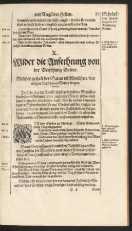 X. Wider die Anfechtung von der Versehung Gottes.