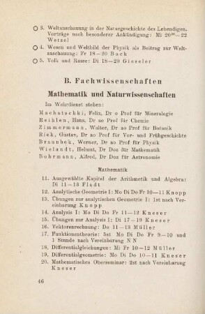 46-65, B. Fachwissenschaften