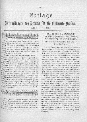 Bericht über die Thätigkeit der Geschichtsvereine der Provinz Brandenburg und der Altmark