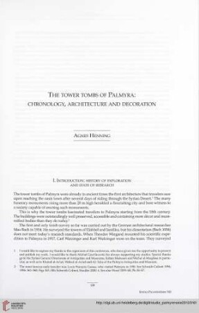 12: The tower tombs of Palmyra: chronology, architecture and decoration