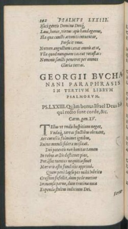 Georgii Buchanani Paraphrasis In Tertium Librum Psalmorum.