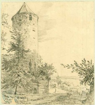 Überlingen Gallertturm mit Blick auf den Bodensee
