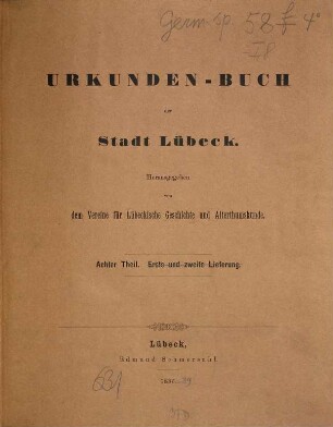 Codex diplomaticus Lubecensis, 8. Theil. 1440 - 1450