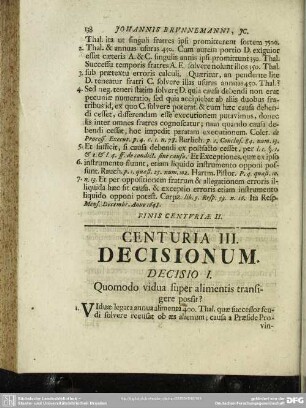 Centuria III. Decisionum