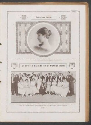 El cotillón bailado en el Parque Hotel : [Fotografía de] el grupo de señoritas y jóvenes que bailaron el cotillón en el Parque Hotel [...]