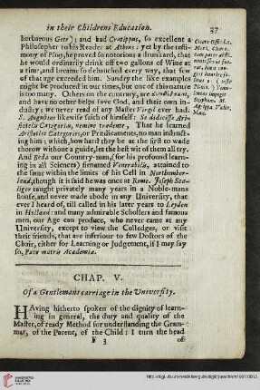Chap. V: Of the Gentlemans carriage in the University