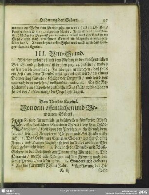 Das Vierdte Capitel. Von dem öffentlichen und Gemeinen Gebett