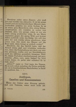 XXVI. Antilopen, Gazellen und Riesenameisen