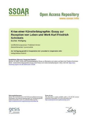Krise einer Künstlerbiographie: Essay zur Rezeption von Leben und Werk Karl Friedrich Schinkels