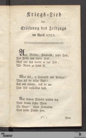 [Kriegs- und Sieges-Lieder]
