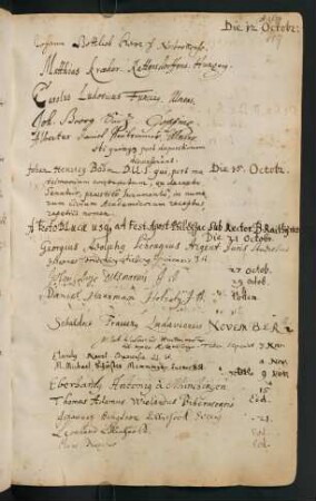 Winterhalbjahr 1670/1671. Rektorat Balthasar Raith