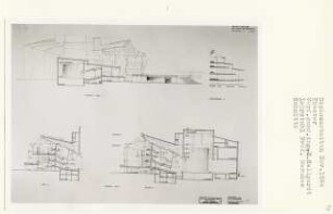 Neues Theater am Gendarmenmarkt, Berlin-Mitte (Diplomarbeit bei Bernhard Hermkes): Kleines Haus, Rauchzimmer, Großes Haus, Schnitte 1:200