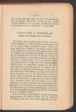 Conocer y nombrar todos los naipes por el tacto.