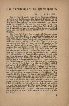 Parlamentarisches Selbstbewußtsein