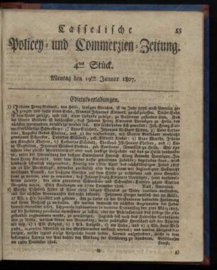 4tes Stück, Montag den 19ten Januar 1807