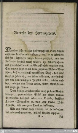 Vorrede des Herausgebers