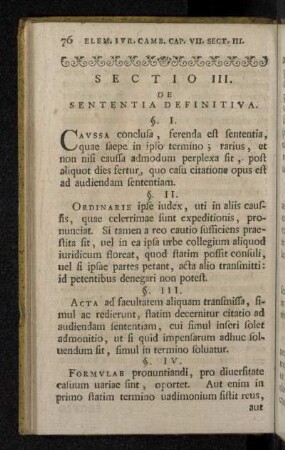 Sectio III. De Sententia Definitiva.