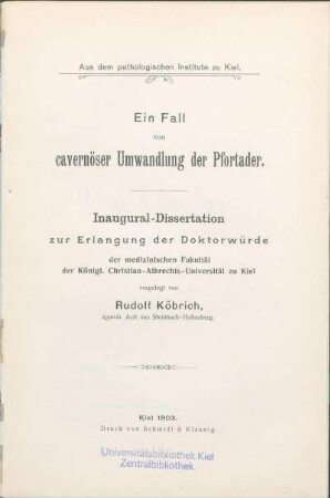 Ein Fall von cavernöser Umwandlung der Pfortader