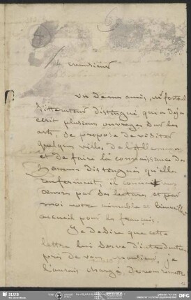 Eigenh. Brief von Pierre Jean David D'Angers an August Wilhelm von Schlegel, Paris, 14.08.1840