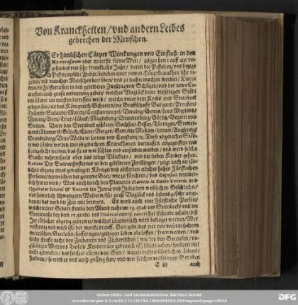 Von Kranckheiten/ vnd andern Leibes gebrechen der Menschen.