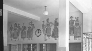 Rottweil Empfangsgebäude Schalterhalle Wandmalerei Abfahrtstafel