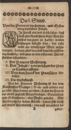 [I. Der Poeterey Urspung.]