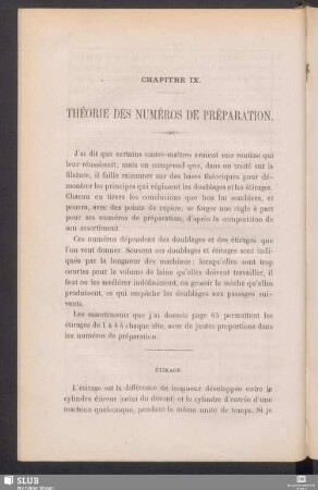 Chapitre IX. Théorie des numéros de préparation