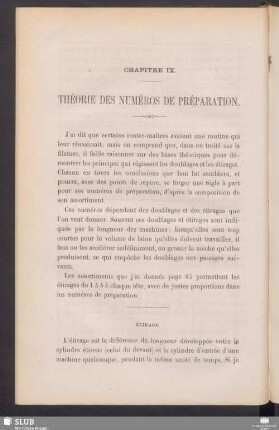 Chapitre IX. Théorie des numéros de préparation