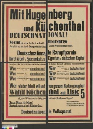 Wahlplakat der DNVP zur Reichstagswahl am 31. Juli 1932