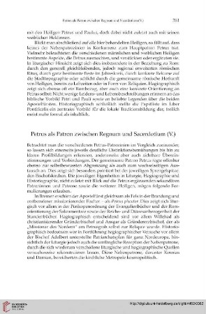 Petrus als Patron zwischen Regnum und Sacerdotium (V.)