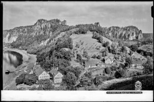 Blick auf Rathen und die Bastei-Wände