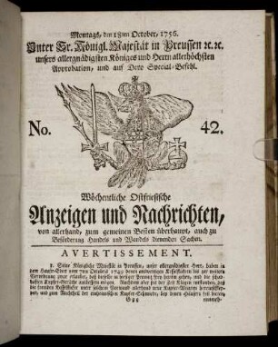 No. 42. Montags, den 18ten October, 1756.