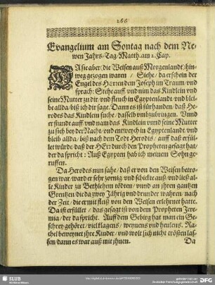 Evangelium am Sontag nach dem Newen Jahrs-Tag, Matth. am 2. Cap.