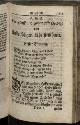 Die Fünff und zwantzigste Predigt vom Auffrichtigen Christenthum.