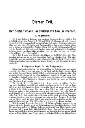 Vierter Teil. Der Geschäftsmann im Verkehr mit den Lieferanten.