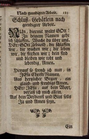 Schluß-Gebätlein nach geendigter Arbeit.