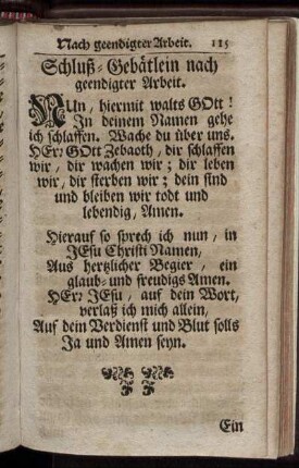 Schluß-Gebätlein nach geendigter Arbeit.