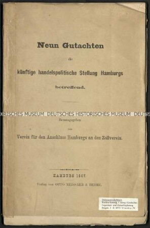 Abhandlung über die handelspolitische Stellung Hamburgs