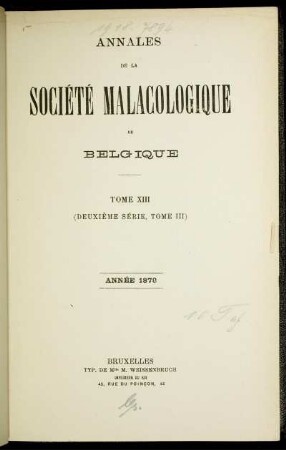 13: Annales de la Société Royale Malacologique de Belgique