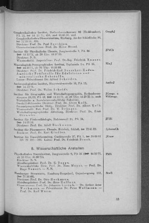 B. Wissenschaftliche Anstalten
