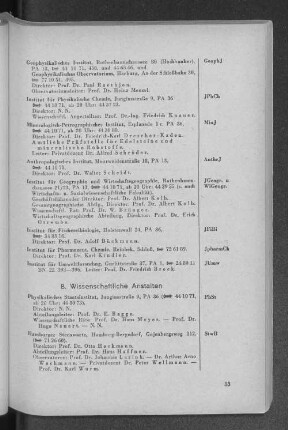 B. Wissenschaftliche Anstalten