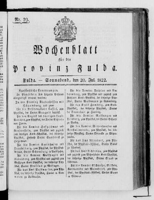 Nr. 29, Ausgabe vom 20. Juli 1822