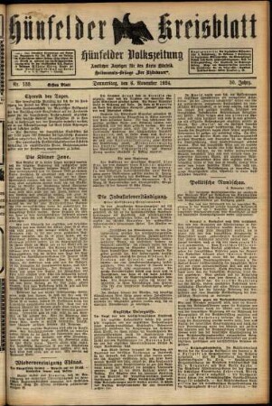 Erste Ausgabe vom Donnerstag, den 06. November 1924.