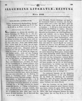 Wette, W. M. L. de: Kurzgefasstes exegetisches Handbuch zum Neuen Testament. 2. Aufl. Bd. 1, T. 4. Kurze Erklärung der Apostelgeschichte. Leipzig: Weidmann 1841 (Fortsetzung von Nr. 40)