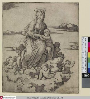 [La Vierge assise sur des nues; Die Jungfrau auf Wolken]