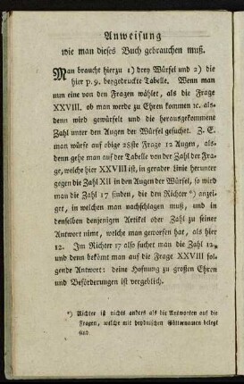 Anweisung wie man dieses Buch gebrauchen muß.